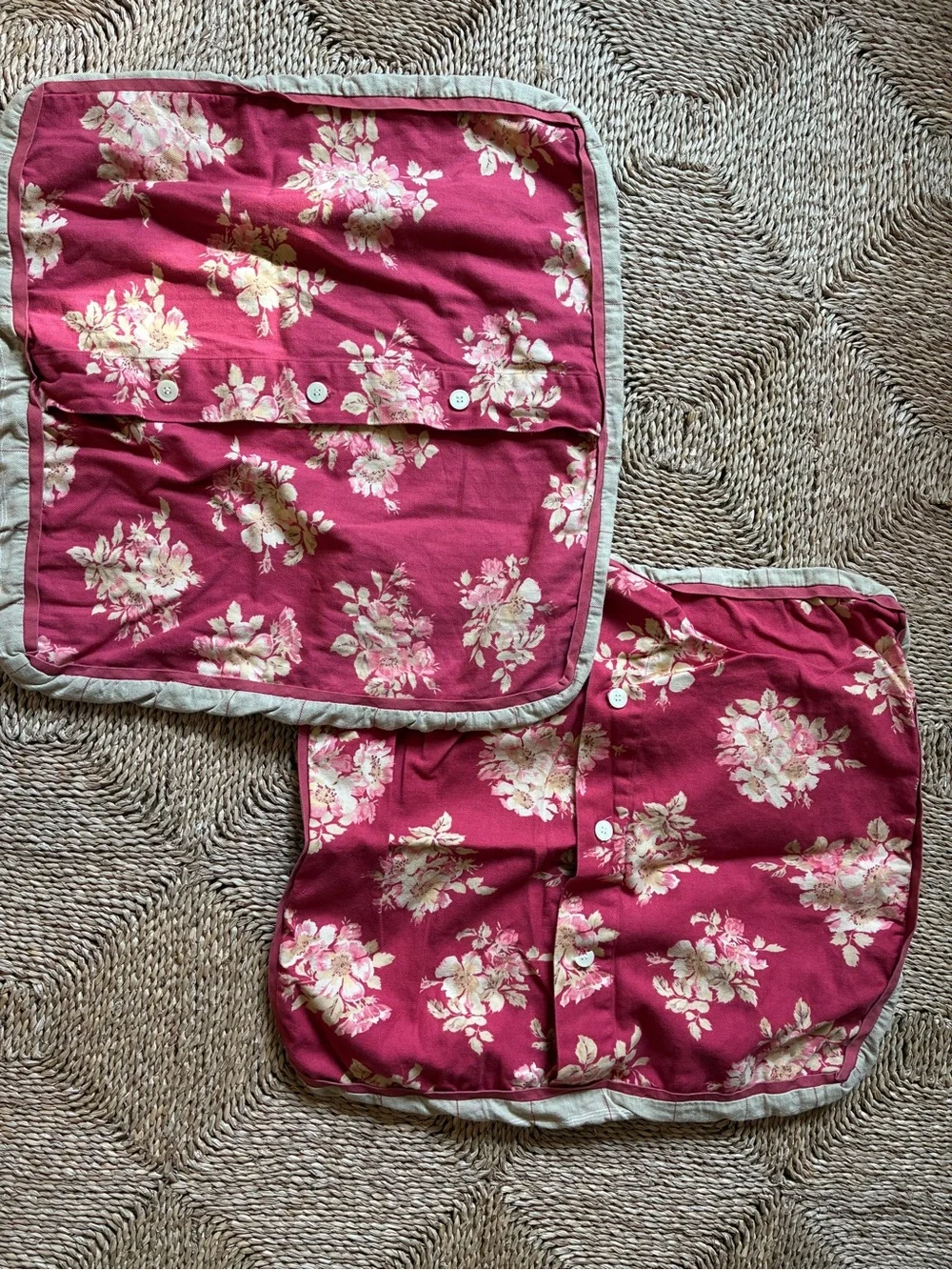 Vintage floral cottage red pillowcases